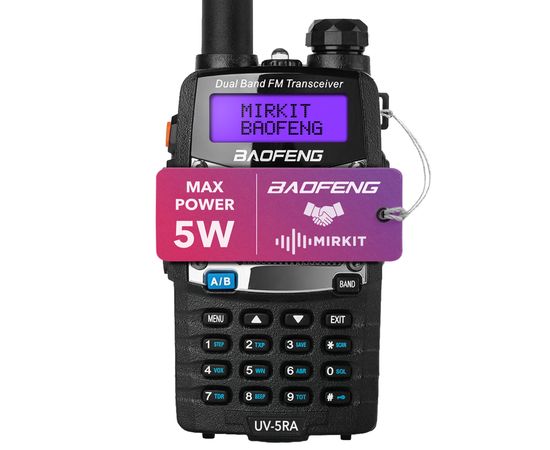 Рация двухдиапазонная Baofeng UV-5RA, UHF/VHF, 5 Ватт, батарея 1800 мАч, , ремешок Mirkit