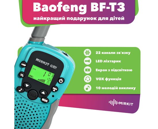 Портативна радіостанція Baofeng BF-T3 блакитна, UHF, 3 Вт