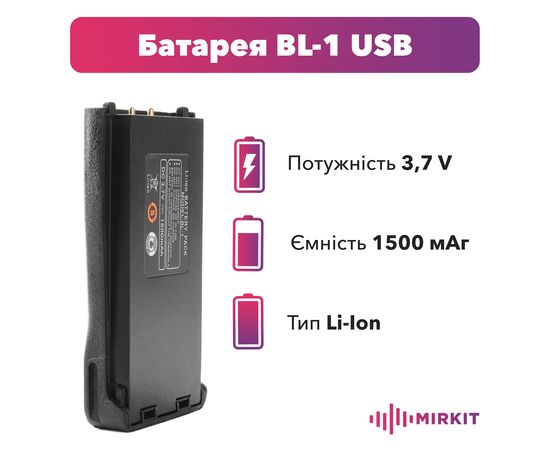 Акумулятор для Рації Baofeng BF-888S USB 1500mAh