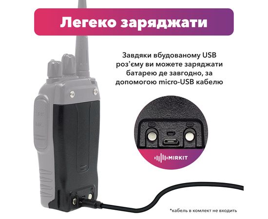 Акумулятор для Рації Baofeng BF-888S USB 1500mAh
