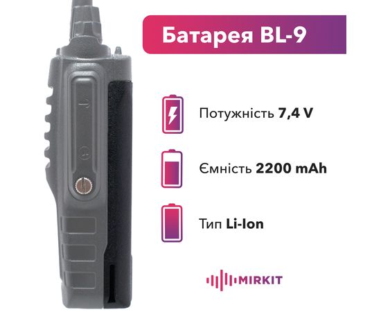 Аккумуляторна батарея для рації Baofeng BF-9700 (BL-9700)