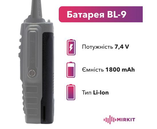 Аккумуляторная батарея для рации Baofeng BF-9700 (BL-9700) 1800 mAh